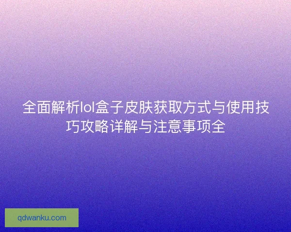 全面解析lol盒子皮肤获取方式与使用技巧攻略详解与注意事项全