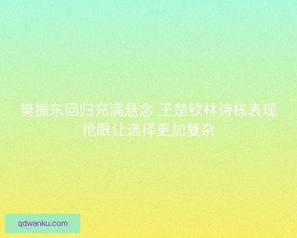 樊振东回归充满悬念 王楚钦林诗栋表现抢眼让选择更加复杂
